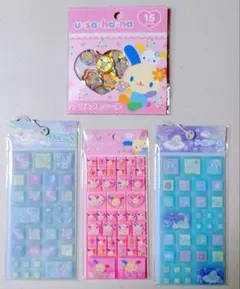 サンリオ　タイルシール　おはじきシール　ウサハナ　ハンギョドン　シナモロール