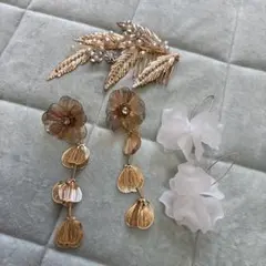 ウェディング ヘッドドレス ピアス2種　3点セット