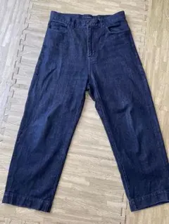 ダークブルーワイドレッグデニムパンツ