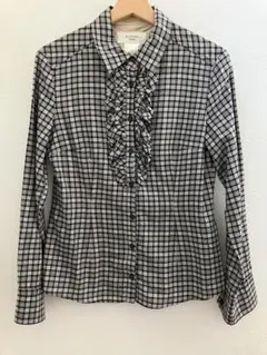 WEEKEND MaxMara チェック柄フリルブラウス 長袖　Mのサムネイル