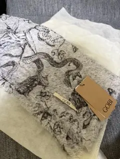 GOBI モンゴル カシミヤ プリント ショール フラワー 未使用 GOBI モンゴル カシミヤ プリント ショール フラワー 未使用