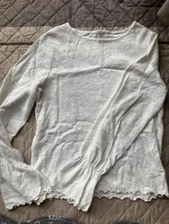 GU レース長袖シャツ ホワイト　L