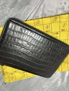 レア 美品 フェリージ 858/SA 型押しレザークラッチバッグ A4 ブラック