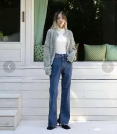 ブーツカットデニムパンツ ブルー