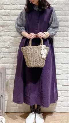 新品★サマンサモスモス★ｓｍ２★ノースリーブ前後着可＊ワンピース*ジャンスカ