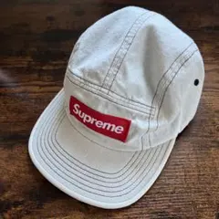 Supreme キャップ　ライトブルー　デニム　ロゴ　　赤のサムネイル