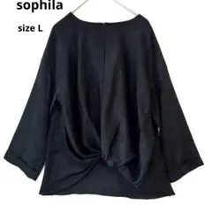 ソフィラ sophila 光沢ベロア調ブラウス 日本製 黒 Fのサムネイル