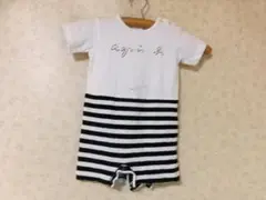 99361　アニエスベー　ロンパース　白ｘ黒　1