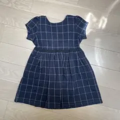 ネイビー チェック柄 半袖ワンピース