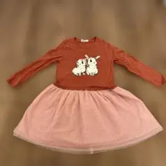 H&M ウサギプリント 長袖ワンピース 6Y/7Y