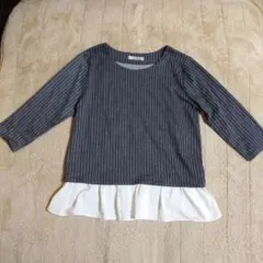 associet ストライプフリル長袖トップス