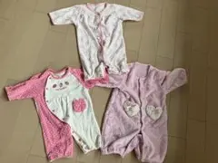 ロンパース　3点セット　秋冬　ピンク系