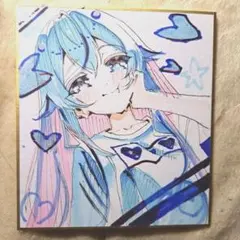 手描きイラストオリジナルイラストハートな女の子色紙原画 - メルカリ