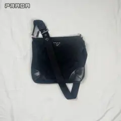 PRADA nylon square shoulder bag black