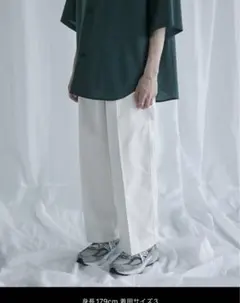 美品　エバークリースデニムワイドパンツ メンズ　白のサムネイル