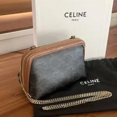 【美品】セリーヌ CELINEトリオンフ チェーン付きクラッチ ショルダーバッグ