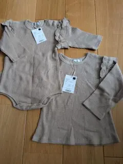 お揃い　ペアマノン　ロンパース、カットソーセット