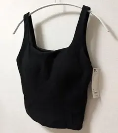 GU ブラフィールクロップドワッフルスクエアネックタンクトップ XL ブラック