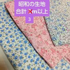 昭和な生地 セット合計3m以上 花柄ブルーピンク