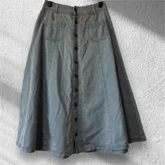 NICE CLAUP フレア デニム ロングスカート レトロガーリー カジュアル