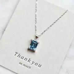 宝石質ロンドンブルートパーズのレクタングルストーンネックレス☆シルバー925
