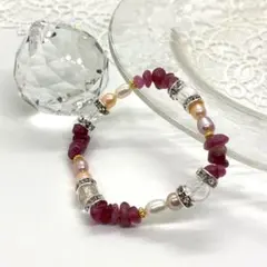 パワーストーン　天然石のデザインブレスレット♡ トルマリン　水晶　淡水パール