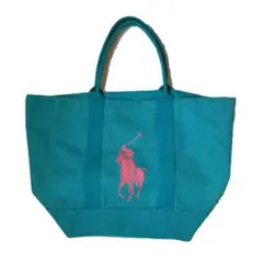 POLO RALPH LAUREN ターコイズブルー キャンバス地 トートバッグのサムネイル