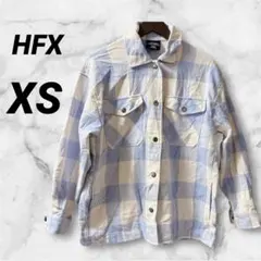 HFX 青と白のチェック 長袖ネルシャツ 【XS】 秋 冬 オシャレ ボタン