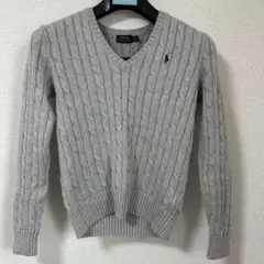Polo Ralph Lauren グレー Vネック ケーブルニットセーター