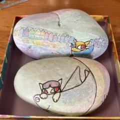 きいちゃんの石ころアート2個セット（シー）