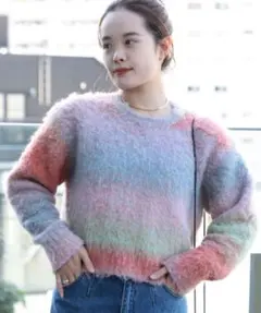 Ray BEAMS グラデーション クルーネック プルオーバー