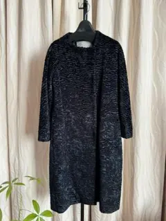 S MaxMara 黒 ファー風 ロングコート