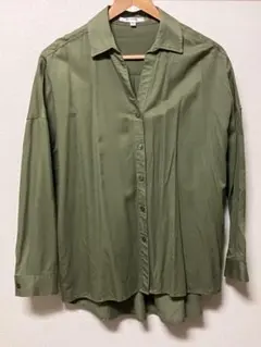 【美品】MOUSSY カーキ　オリーブ　ドロップショルダー　長袖シャツ F