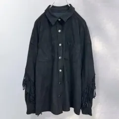 ベルベットハート フェイクスエード シャツジャケット フリンジ XS《a844