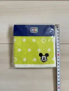 ●（157）ミッキーマウス タオルハンカチ グリーン×ホワイトドット