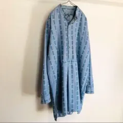 【〜60s】美品 マチ付き グランパシャツ スイス製 パジャマシャツ