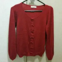 値下げ！アース カーディガン 赤 リボン 長袖