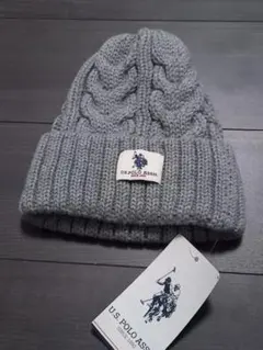 U.S. POLO ASSN. ケーブル編みニット帽 グレー