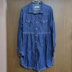 美品☆LOWRYS FARM デニムロングシャツ ボタンアップ Lサイズ