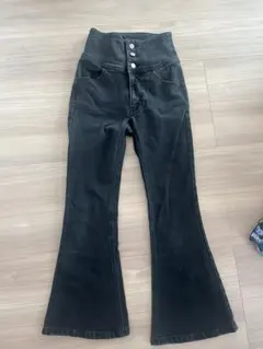 WEGO ハイウエスト ブラックブーツカットデニム XS