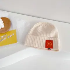 子供服　男の子女の子兼用ニット帽子　ホワイト
