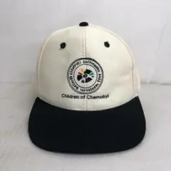 【USA古着】チェルノブイリ ビンテージ ツートンカラー キャップ 刺繍 黒 白