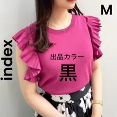 【index】インデックス M 袖プリーツ フリル ニット サマーニット 黒