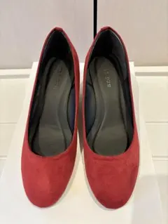 ナノユニバース　パンプス　赤　スエード調　ウェッジソール　新品未使用　23㎝位