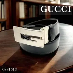 グッチ GUCCI ベルト G バックル シルバーカラー レザー 黒