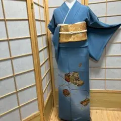 別誂色留袖正絹比翼付三つ紋付縫取り創作品 - メルカリ