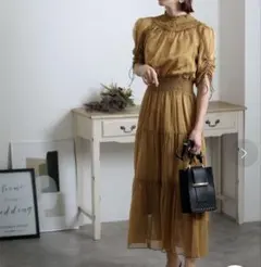 ハイネックティアードシアードレス 結婚式お呼ばれドレス