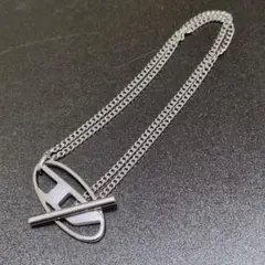 【ディーゼル】ロゴプレート ダブルチェーンブレスレット トグル　ユニセックス