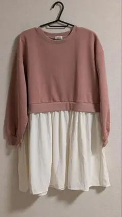 バックリボン付きピンクワンピース M