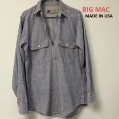 USA製 BIG MAC ヒッコリー ワークシャツ ハーフジップ 古着